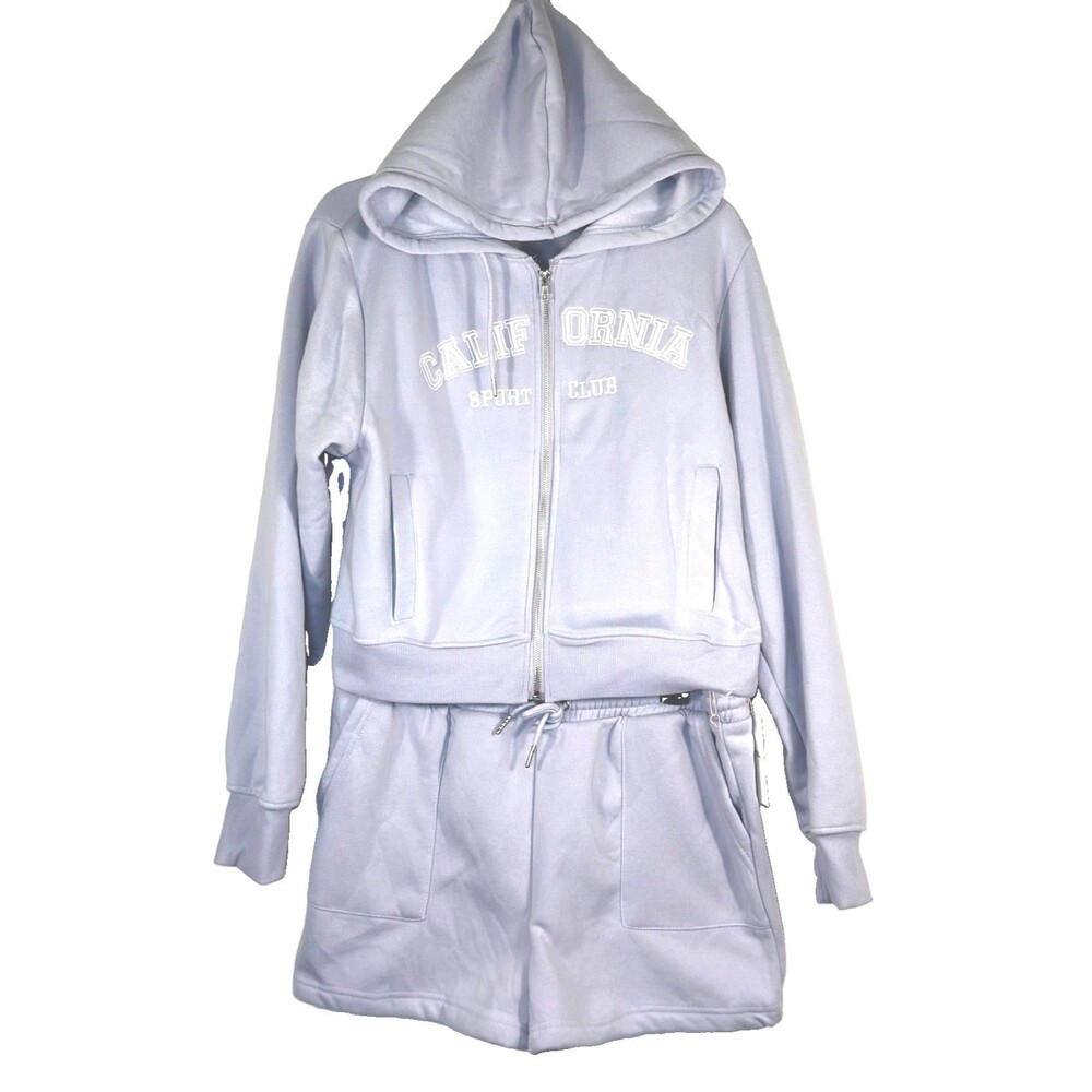 Women’s 2 Piece Graphic Hoodie Shorts Set Lavender Purple XL By ALWAYS YOU